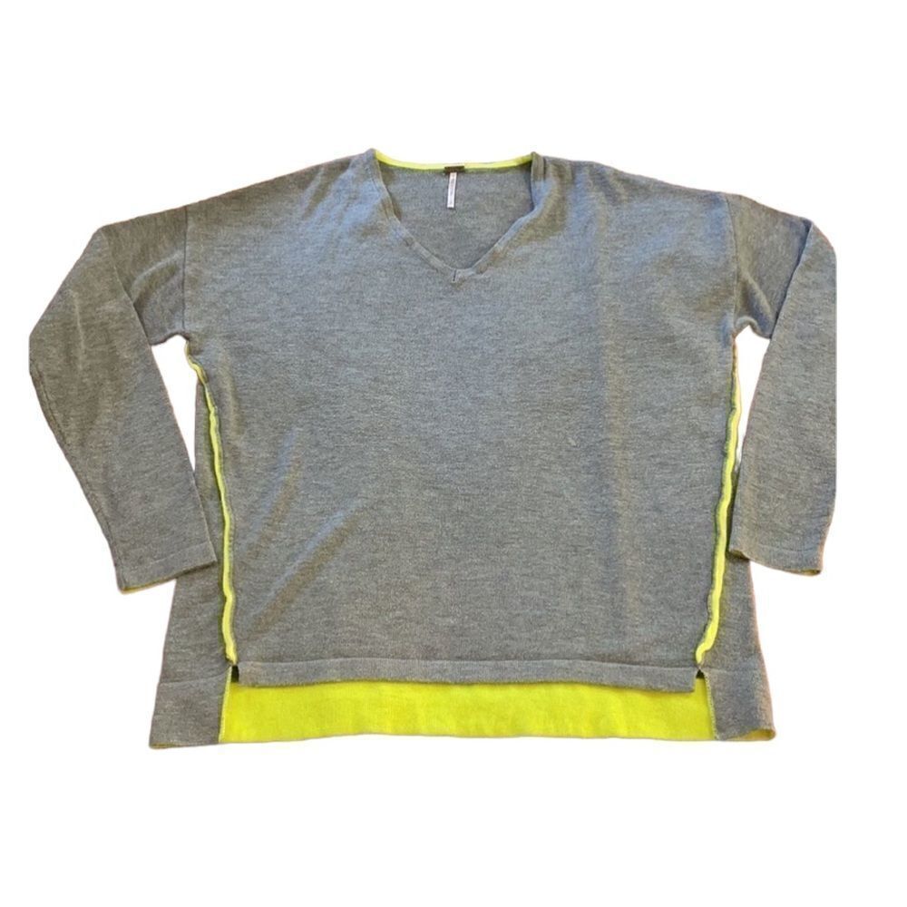 Grey Summer V neck cotton mix sweater
